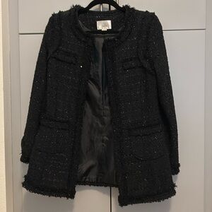 Chanel style black tweed blazer
